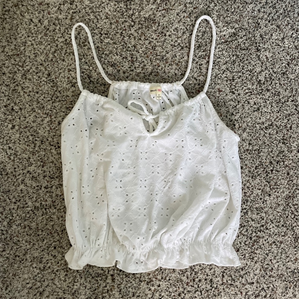 White tank top with flower detailing